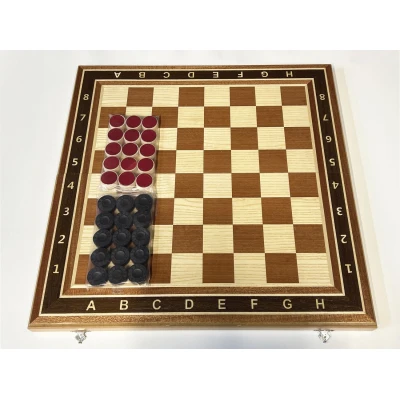 Шахматная доска с нардами и шашками из красного дерева