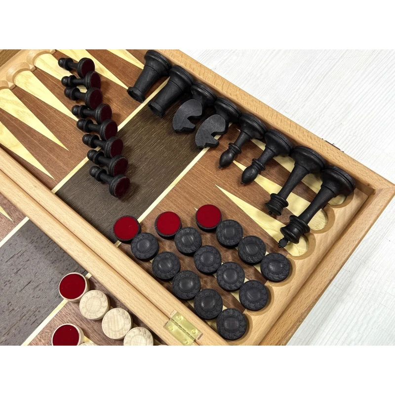 Шахматы нарды шашки Турнир красное дерево большие