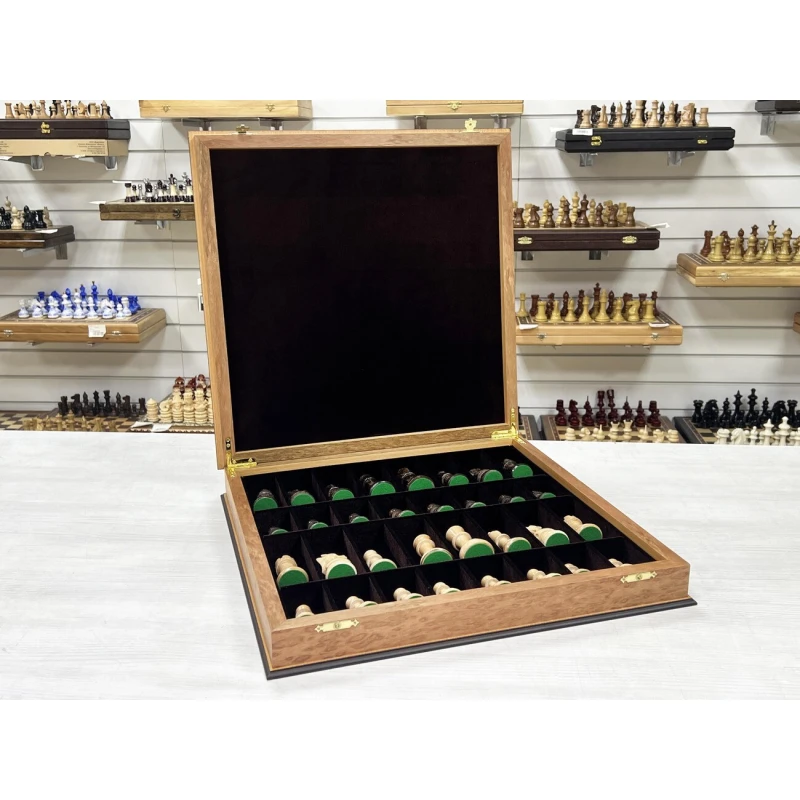 Шахматы подарочные из эвкалипта в ларце с Суприм лакированные