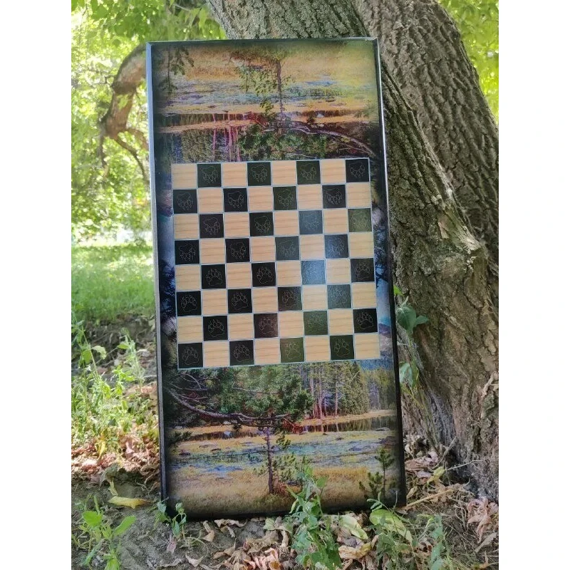 Нарды деревянные Медвежий оскал большие 60 на 60 см