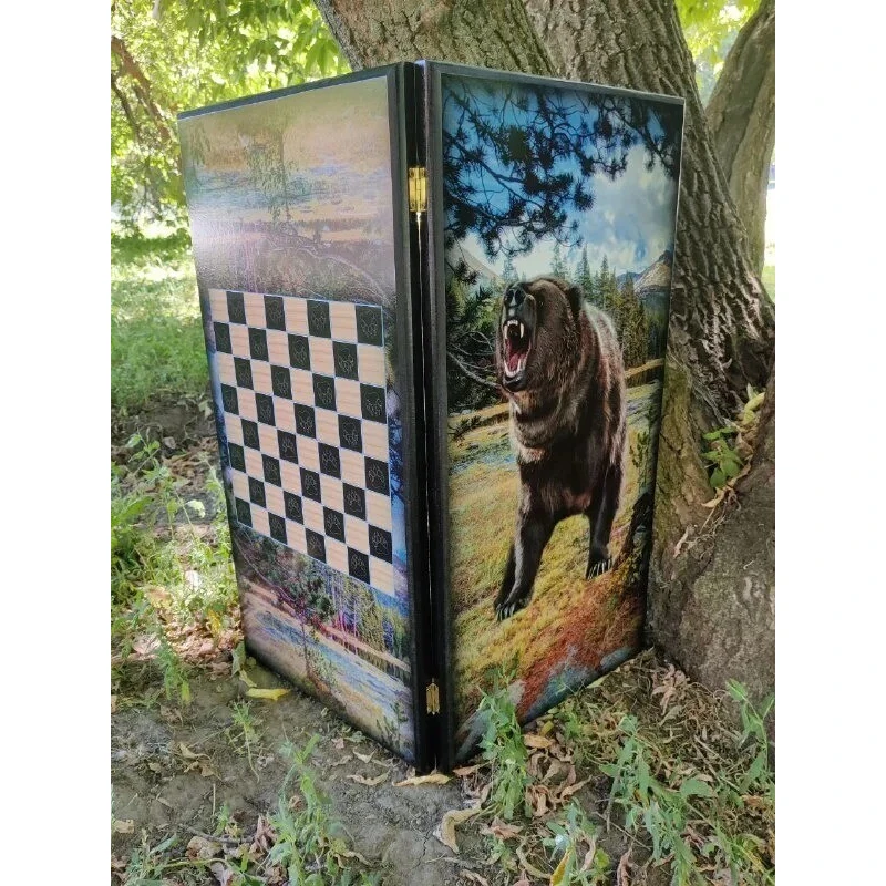 Нарды деревянные Медвежий оскал большие 60 на 60 см