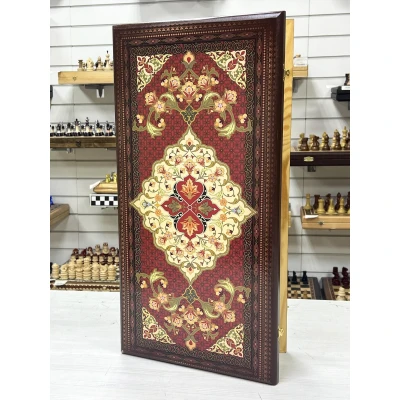 Нарды деревянные Красный узор большие 60 на 60 см