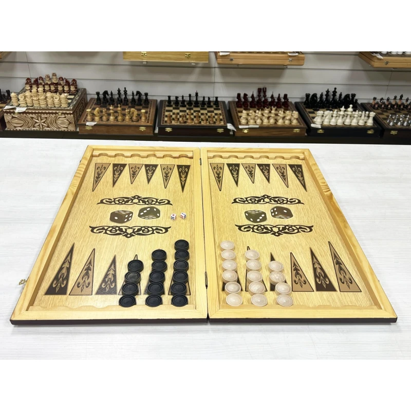 Нарды деревянные Красный узор большие 60 на 60 см