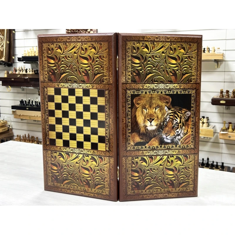 Нарды деревянные Тигр и Лев малые 40 на 40 см