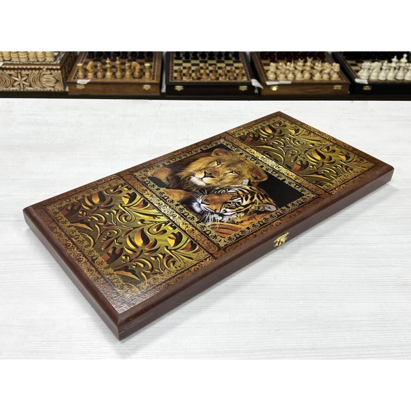 Нарды деревянные Тигр и Лев малые 40 на 40 см