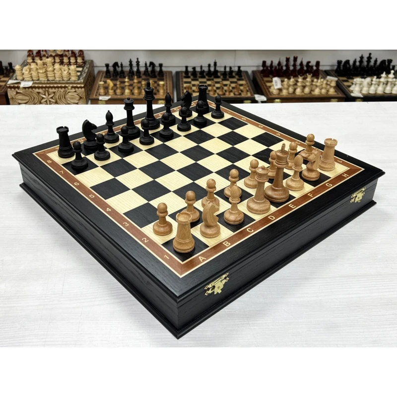 Шахматный ларец подарочный из мореного дуба средний