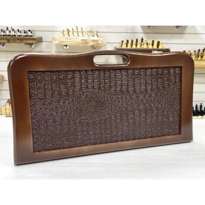 Нарды кожаные Презент с ручкой коричневые 55 см