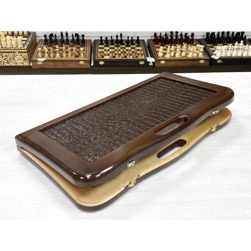 Нарды кожаные Презент с ручкой коричневые 55 см