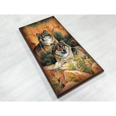 Нарды деревянные большие Волки 60 см