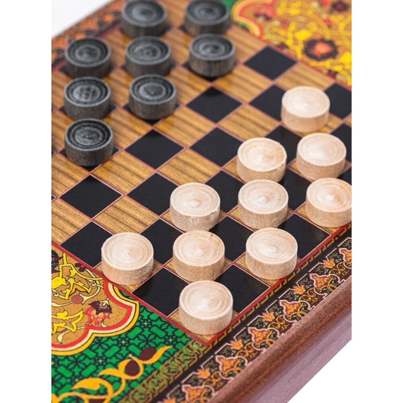 Нарды деревянные Зеленый узор малые 40 на 40 см