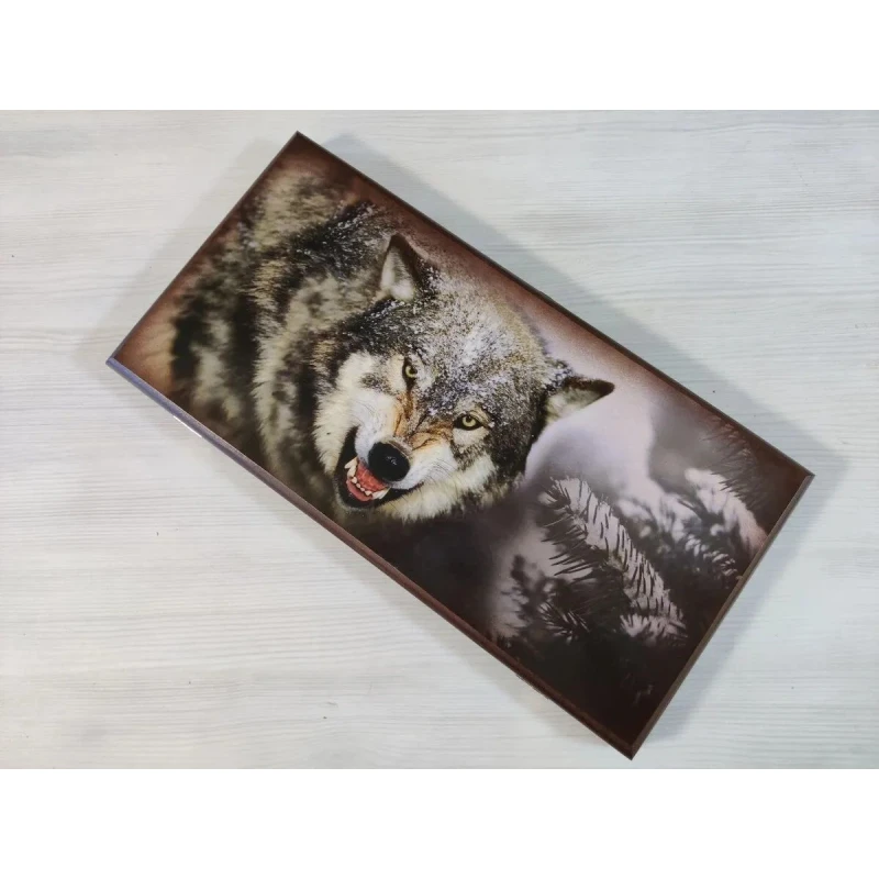 Нарды деревянные подарочные Волчий оскал средние 50 см