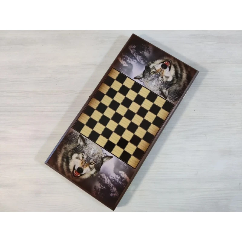 Нарды деревянные подарочные Волчий оскал средние 50 см