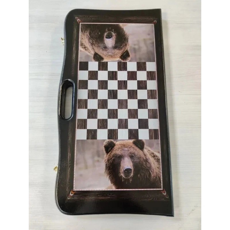 Нарды деревянные Медведь с ручкой подарочные 50 см