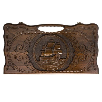 Нарды резные Корабль с ручкой большие, Haleyan