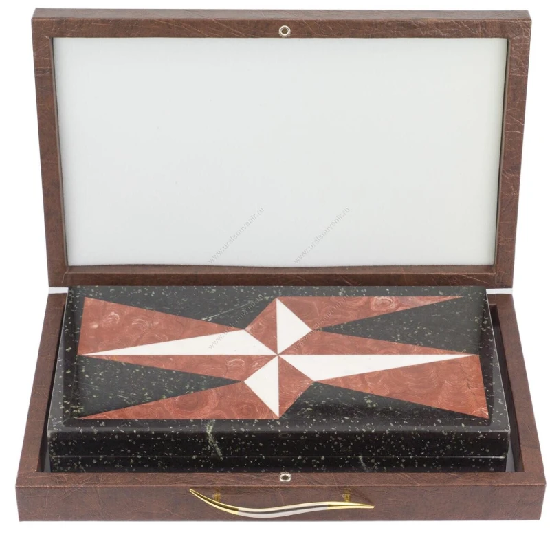 Нарды Звезда змеевик, лемезит, мрамор 500х460х30 мм