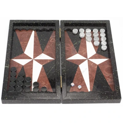 Нарды Звезда змеевик, лемезит, мрамор 500х460х30 мм