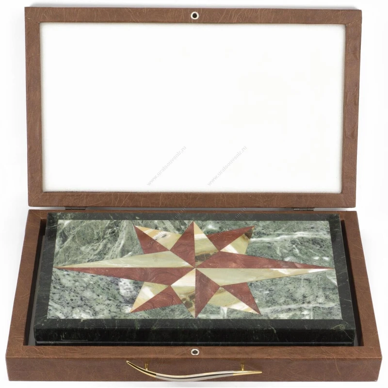 Нарды Звезда змеевик, лемезит, офиокальцит 480х440х25 мм