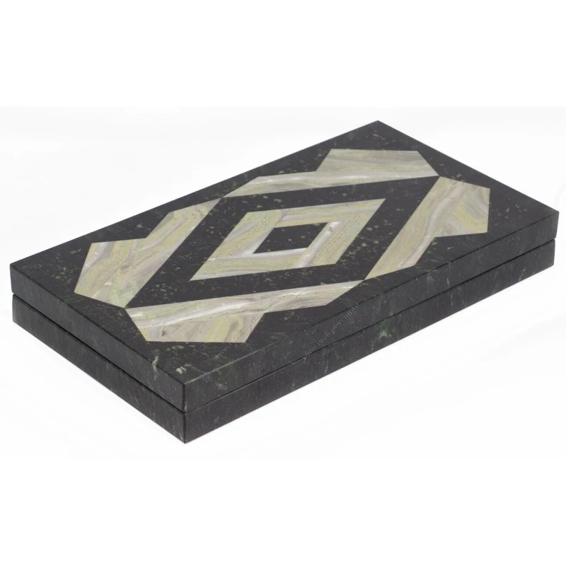 Нарды Ромб змеевик, офиокальцит 480х440х25 мм