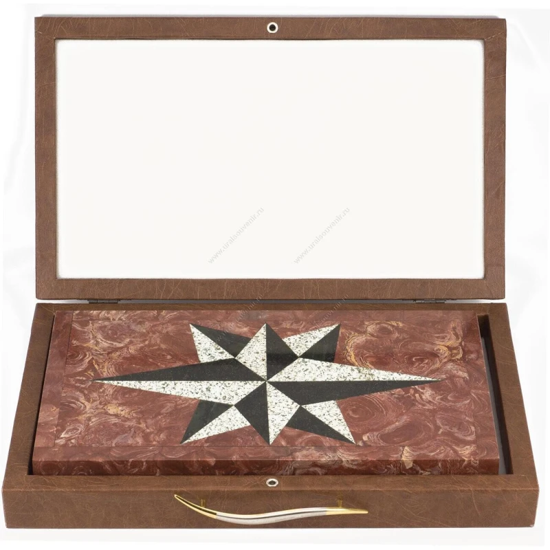 Нарды Звезда лемезит, змеевик, гранит 480х440х25 мм