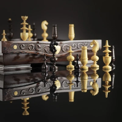 Шахматы Режанс, самшит венге