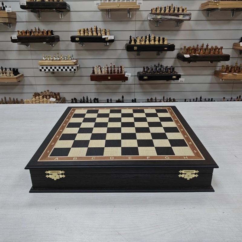 Шахматная доска ларец без фигур моренный дуб 40 см