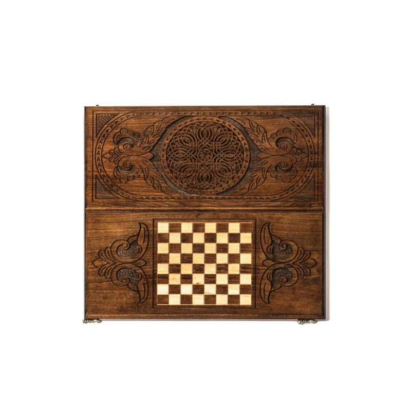 Нарды деревянные Орнамент 50 см ручной работы в чехле