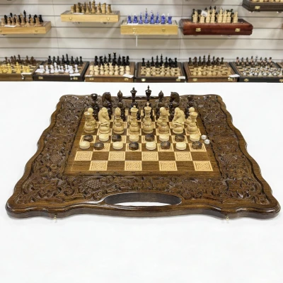 Шахматы нарды шашки резные Виноградная лоза большие 60 см