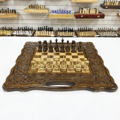 Шахматы нарды шашки резные Виноградная лоза большие 60 см