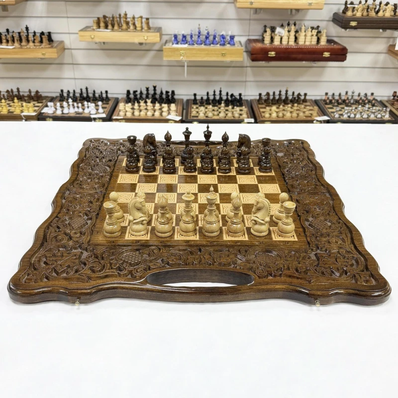 Шахматы нарды шашки резные Виноградная лоза большие 60 см