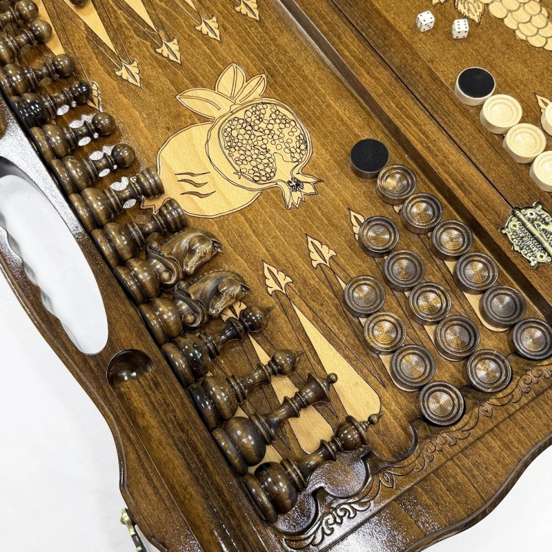 Шахматы нарды шашки резные Виноградная лоза большие 60 см