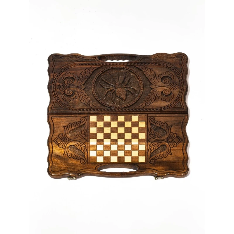 Нарды подарочные резные Паук большие ручной работы