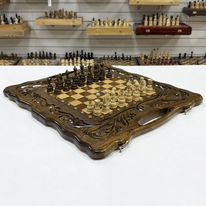 Набор 3 в 1 шахматы нарды шашки Орнамент премиум