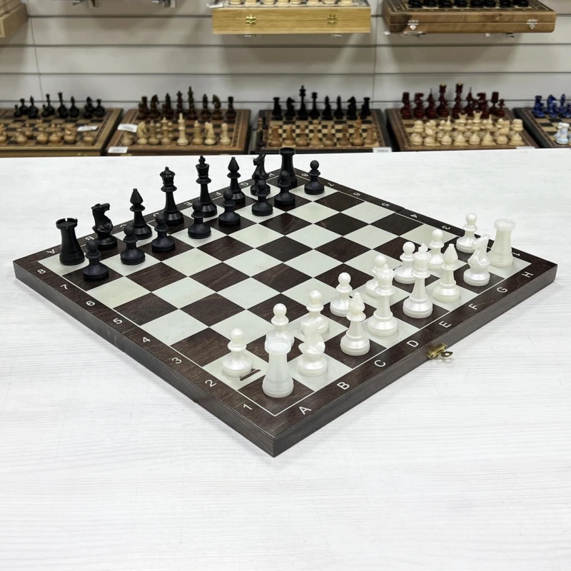 Набор шахматы нарды шашки венге серебро 40 см