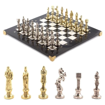 Шахматы каменные подарочные Ренессанс 36х36 см мрамор змееви