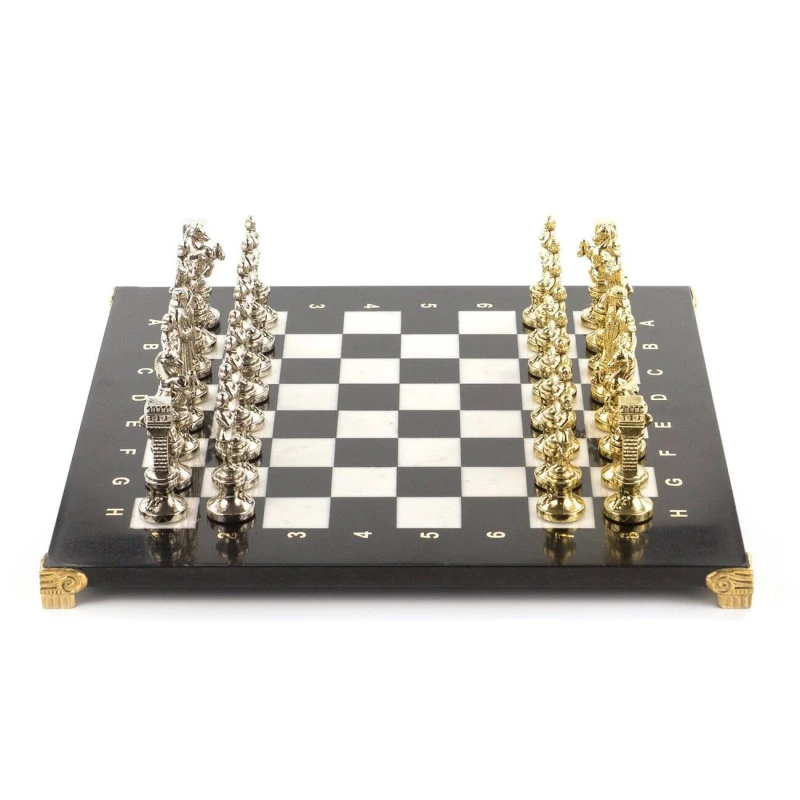 Шахматы каменные подарочные Ренессанс 36х36 см мрамор змеевик 