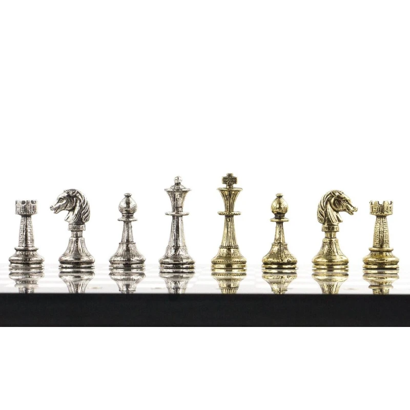 Шахматы каменные Стаунтон 28см мрамор змеевик