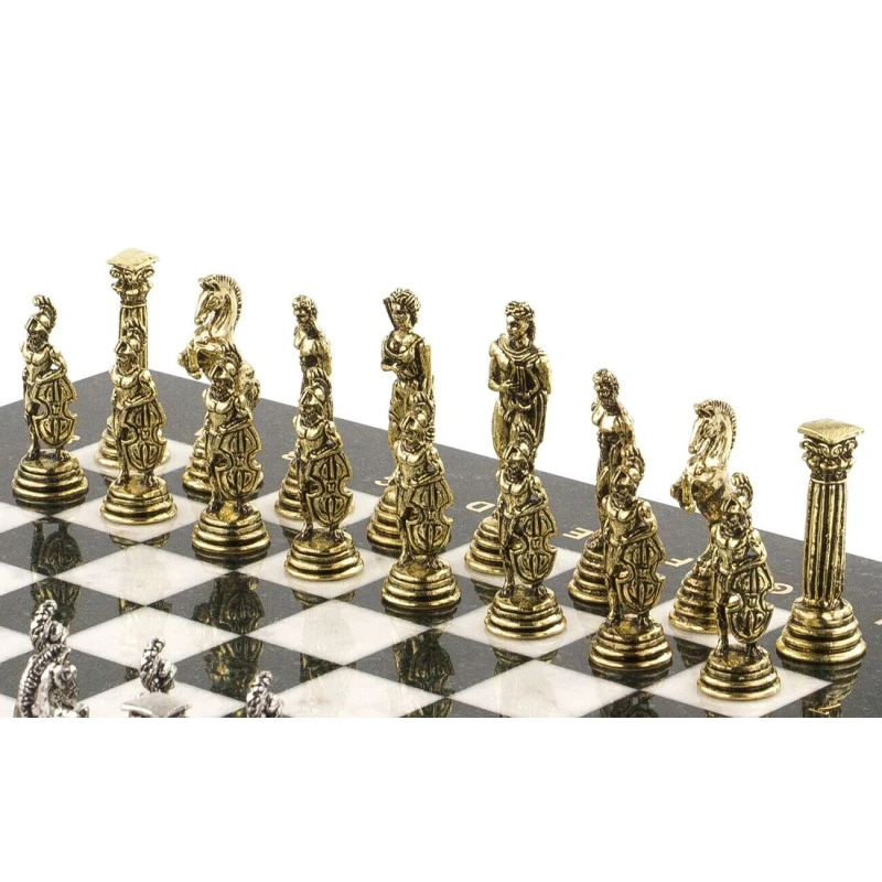 Шахматы "Греко-Римская война" 32х32 см мрамор/змеевик