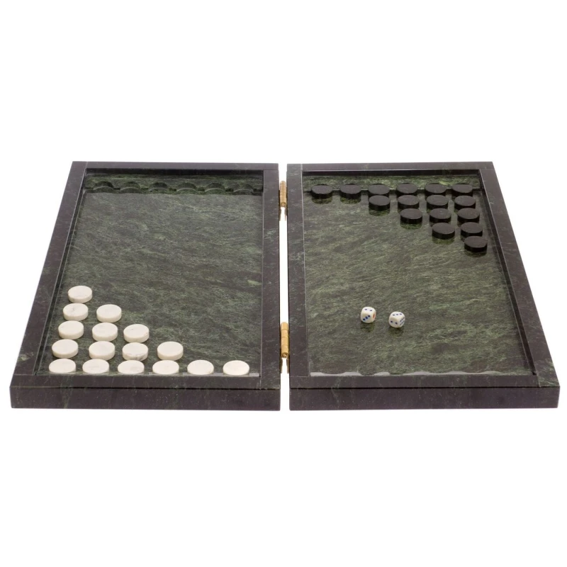 Нарды подарочные из камня змеевика 48 см