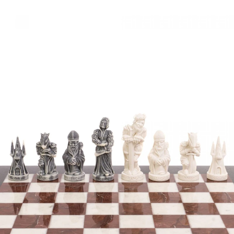 Шахматы подарочные Средневековье 40 см из лемезита и мрамора