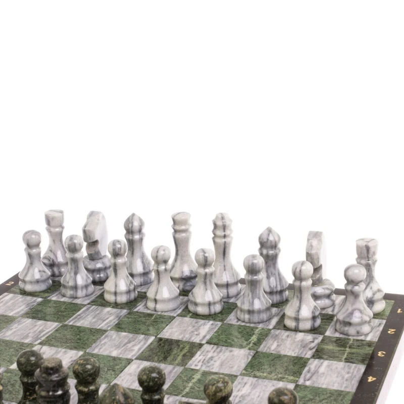 Шахматы нарды шашки каменные Герб РФ мрамор змеевик