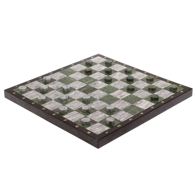 Шахматы нарды шашки каменные Герб РФ мрамор змеевик