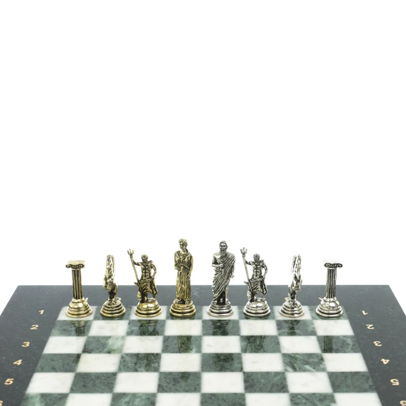 Шахматы подарочные Подвиги Геракла 28 см из мрамора и змеевика