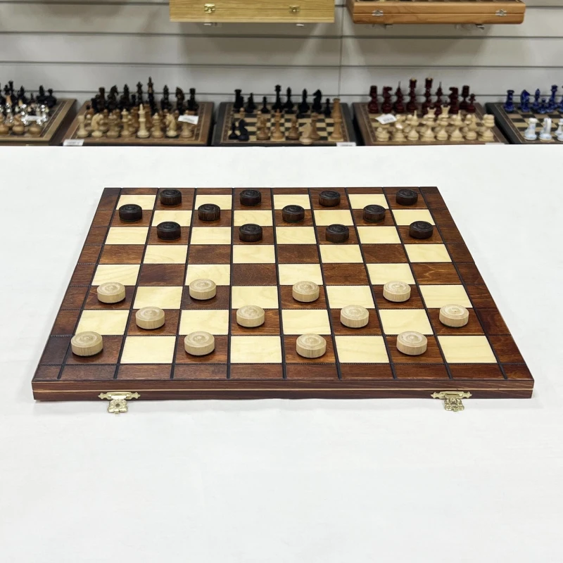 Шашки деревянные 64 клеточные с ячейками