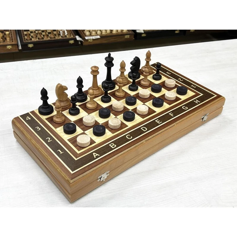 Шахматы нарды деревянные Турнирные красное дерево большие без утяжеления