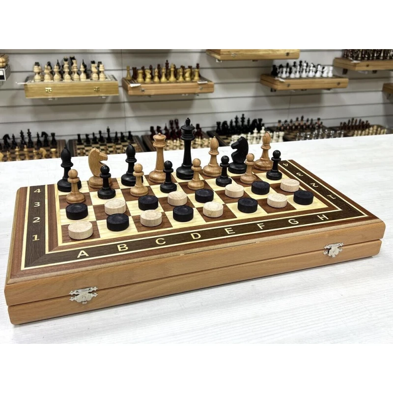 Шахматы нарды деревянные Турнирные красное дерево большие без утяжеления