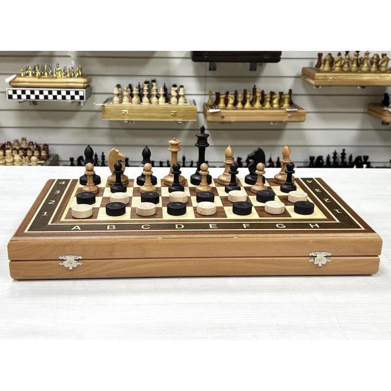 Шахматы нарды деревянные Турнирные красное дерево большие без утяжеления