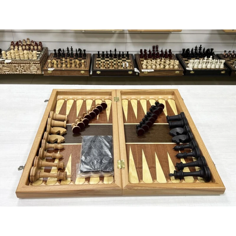 Шахматы нарды деревянные Турнирные красное дерево большие без утяжеления