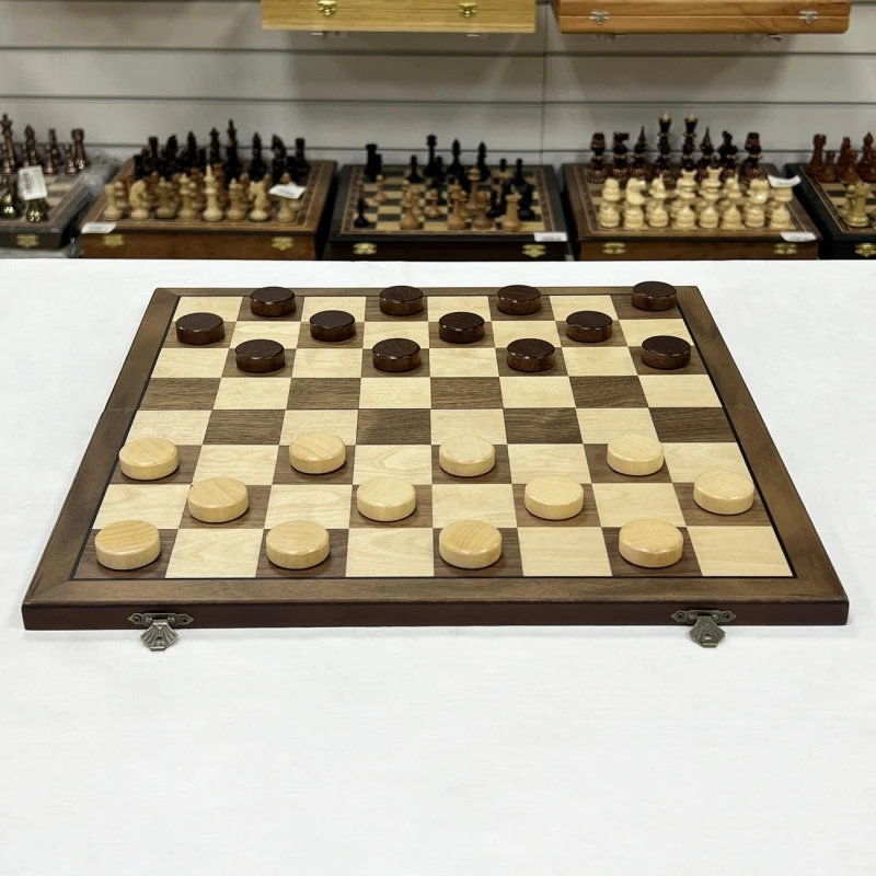 Шашки подарочные деревянные магнитные орех и клена 64 клетки