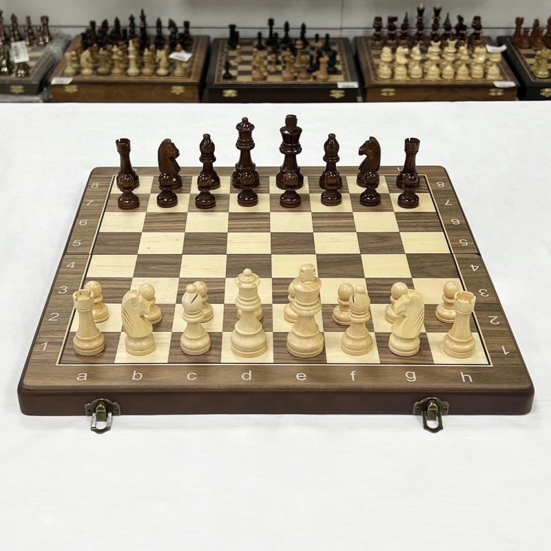 Шахматы шашки магнитные набор 2 в 1 орех 39 см