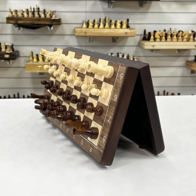 Шахматы шашки магнитные набор 2 в 1 орех 39 см